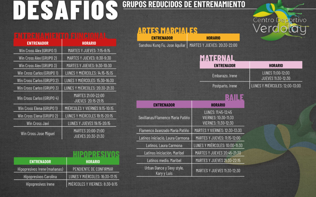 Nuevo horario de DESAFÍOS vigente a partir del 1 de septiembre