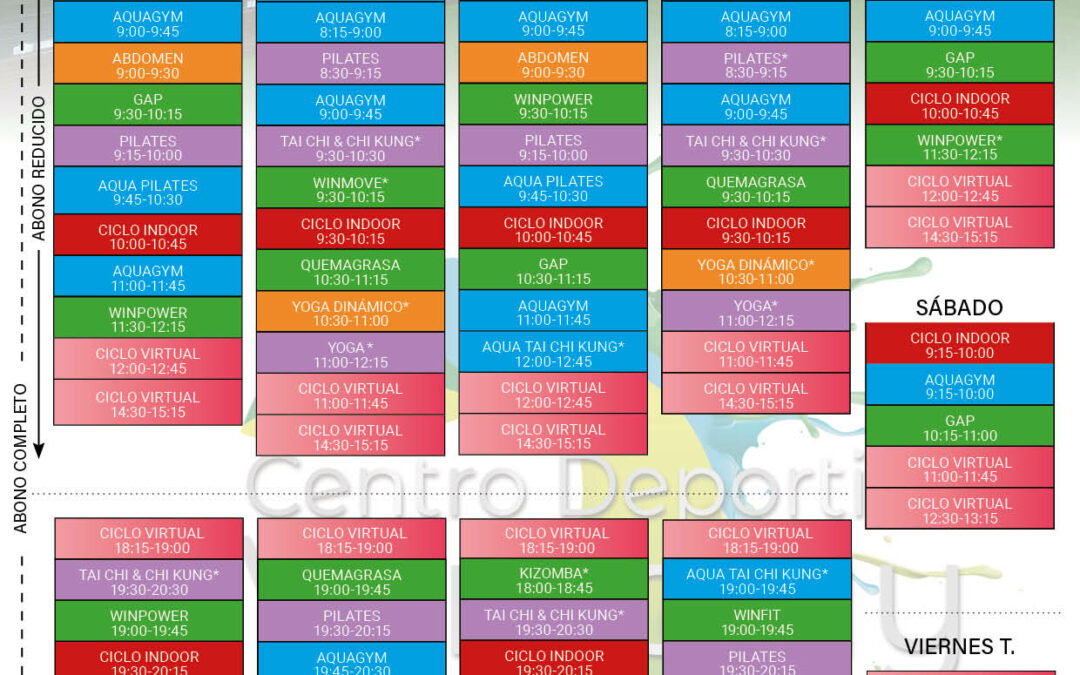 Nuevo horario de actividades de verano 2023.